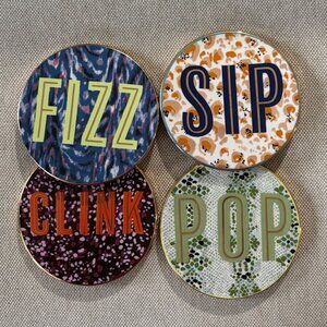 Anthropologie Coasters Festive Set of 4